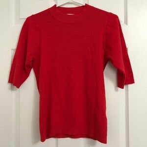 Molly Bracken Crew Neck Top Blouse L/XL Half Sleeve Red